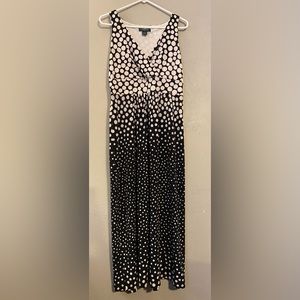 Ralph Lauren  Womens Black And White Polka Dot Dress Ombré Maxi Sz 10 Sleeveless